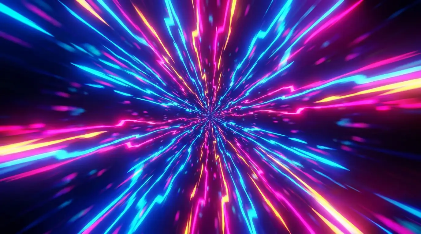 Neon burst thumbnail background, electric blue and pink light rays
